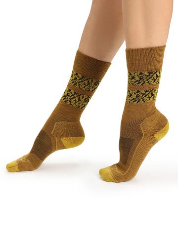 Clove / Silent Gold Icebreaker Merino Hike+ Light Crew Natural Summit Women's Socks | AU 1402KORI